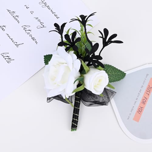 MAFELOE Corsage Boutonniere Set of 2 Pieces, Artificial Flower Supplies for Prom Party Business Celebration Suit Decoratio...