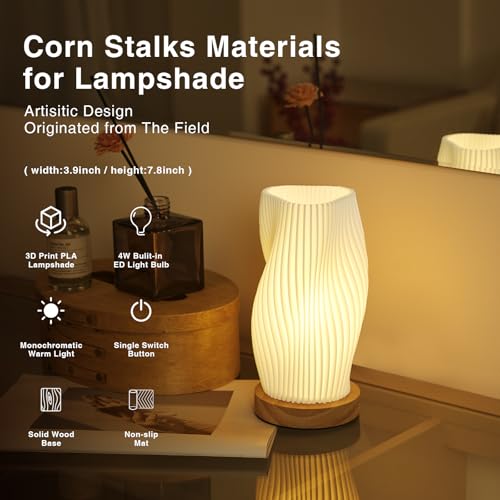 Dawnwake Table Lamp Bedside Lamps for Bedroom, Small Night Stands Desk Lamp, Mood Warm Cozy Lighting, Vintage Boho Cool Mi...