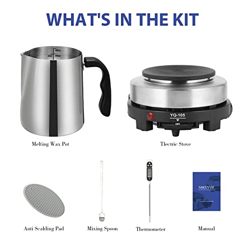 SAEUYVB Candle Making kit with Hot Plate,Candle Making Supplies,Candle Making Kit for Beginners with Melting Pot,Stirring ...
