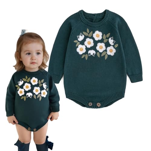 Simplee kids Baby Girls Kint Romper Fall Long Sleeve Rompers Newborn Baby Solid Overall Jumpsuit Outfits