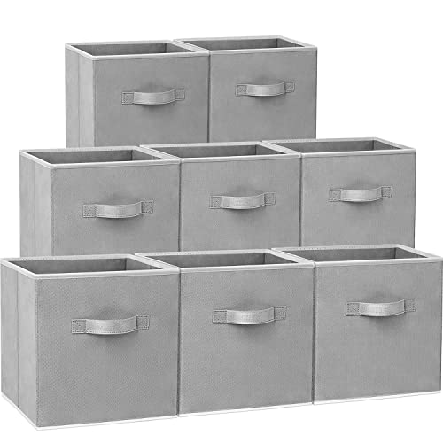 Criusia Storage Cubes - 11 Inch Heavy Duty Fabric Closet Bins for Shelves, Cube Organizer - 8 Pack Collapsible Decorative ...