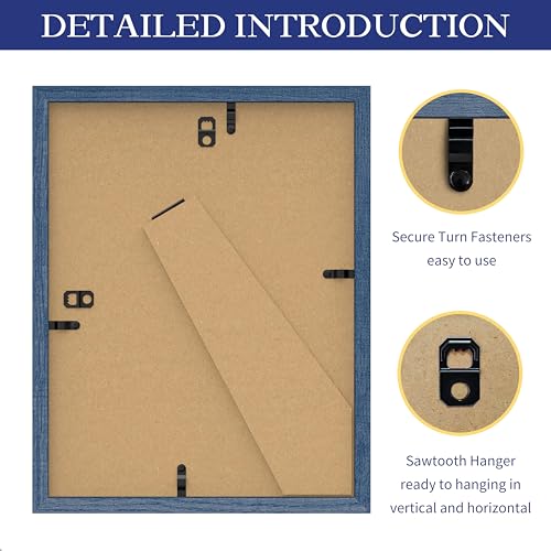 An&He 8.5x11 inch Picture Frame, Blue Simple Photo Frame for Decorative Artwork, Suitable for Tabletop, Desk, Bookshelf an...