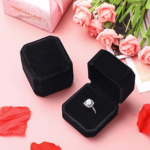 Junkin 24 Pieces Velvet Ring Boxes Bulk Earring Jewelry Display Box Ring Case for Wedding Engagement Birthday Proposal and...