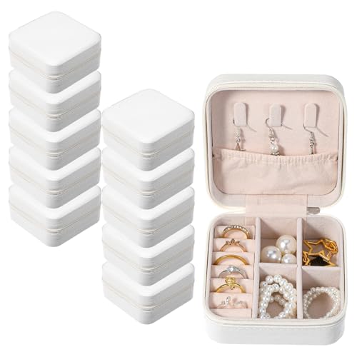 Kifmurase 10Pcs Travel Jewelry Case, Bridesmaid Gifts Box, Small PU Leather Earring Organizer, Jewelry Travel Organizer, M...