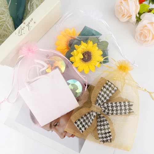 Organza Bags 7x9 inch - Large Mesh Bags Drawstring Organza Gift Bags Jewelry Pouch for Wedding Mother's Day Baby Shower Pa...