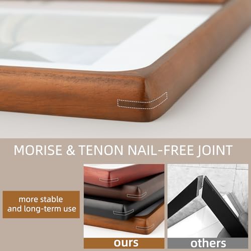 Golden State Art 4x6 Picture Frames - Brown Solid Wood with Glass, Rounded Corner 4 x 6 Picture Frame Matted to 3x5 Photos...
