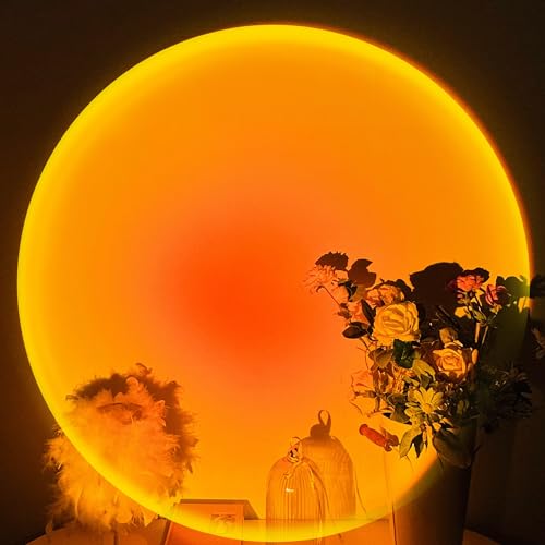 Tsrarey Sunset Lamp Projector,180 Degree Rotation Sun Projection Light Led Night Light Floor Lamp with USB Port,Sunset Lam...