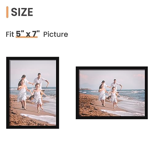 upsimples 5x7 Picture Frame Set of 3, Made of High Definition Glass for 5 x 7 Black Frames, Wall and Tabletop Display Thin...