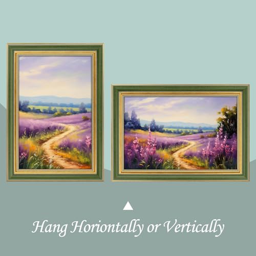 Golden State Art,8x12 Ornate & Antique Photo Frame for 8 x 12 Picture, Real Glass Wall Display, Color Muted Green & Gold