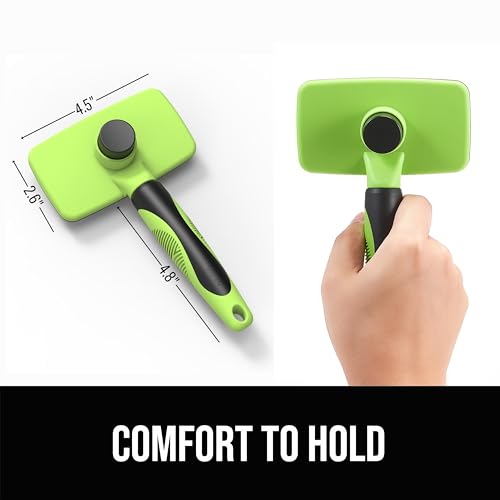 OEFEO Self Cleaning Slicker Brush for Dogs& Cats, Skin Friendly Grooming Brush for Shedding Long&Short Haired Dogs& Cats, ...