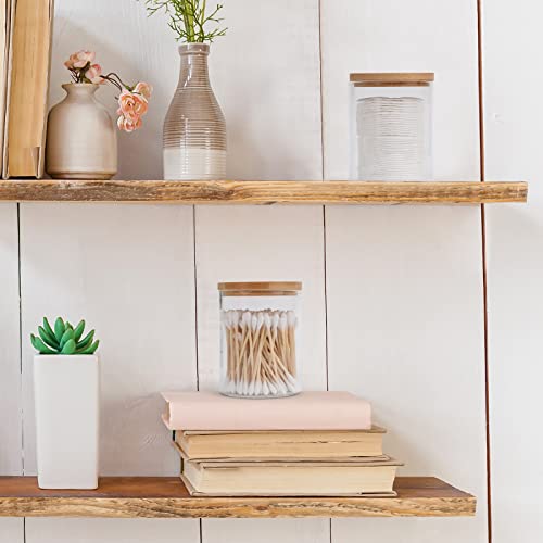 BKYFPQ 2 Pack Glass Qtip Holder Dispenser Set - Apothecary Jars with Lids - Vanity Makeup Organizer and Bathroom Canister ...