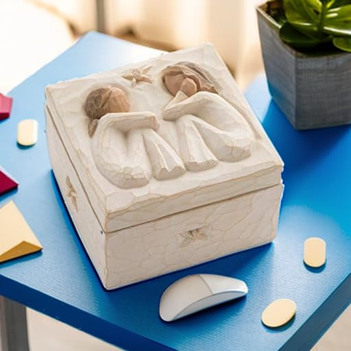Willow Tree Friendship Keepsake Box, Forever True, Forever Friends, Holds Jewelry and Treasures, Carving of Best Friends o...