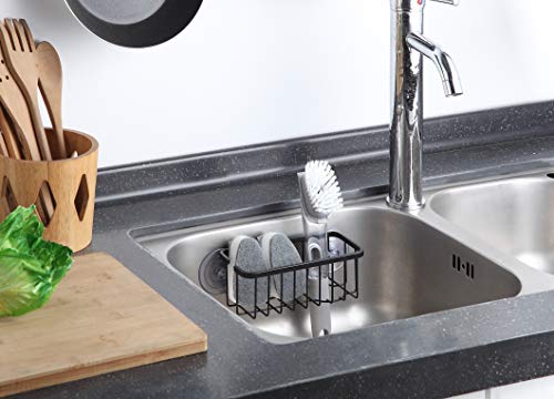 SunnyPoint NeverRust Deluxe Kitchen & Bathroom Sink Sponge Holder Organizer with Adhesive Mount - Additional Suction Cup I...