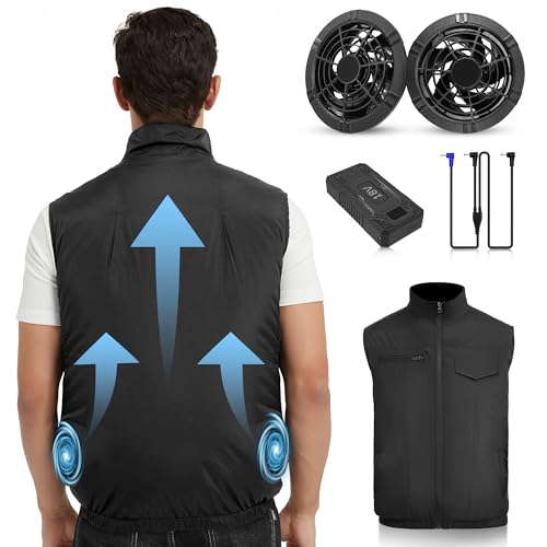 Foiueyga Cooling Vest for Men Women with 20000mAh Battery, 2pcs Fan 18V Electric Air Conditioned Vest for Hot Weather Outdoor