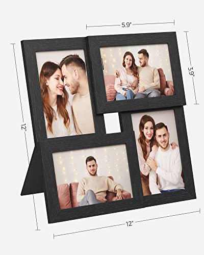 SONGMICS Collage Picture Frames, 4x6 for Wall Decor, Multi Family Photo for Gallery Decor, Hanging Display, Set of 4, Ink ...