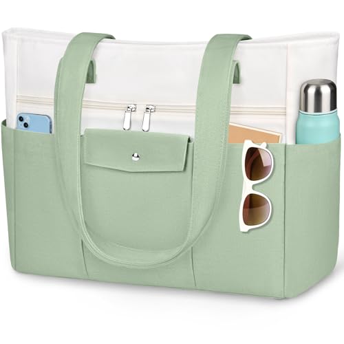 ZENTREON Beach Bags for Women Large Canvas Beach Tote with Zipper Wet Pocket, Waterproof Foldable Swim Pool Travel Tote Bags