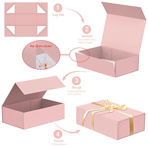 Luxury Large Gift Box 13.8"x9"x4.3" Storage Box Ribbon Magnetic Closure for Luxury Packaging Box for Mother's Day, Birthda...