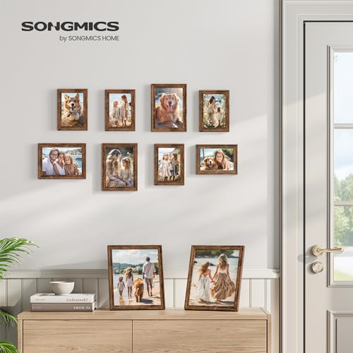 SONGMICS Picture Frames with 16 Mats, Set of 10 Collage Photo Frames, Two 8x10, Four 5x7, Four 4x6 Frames, Hanging or Tabl...