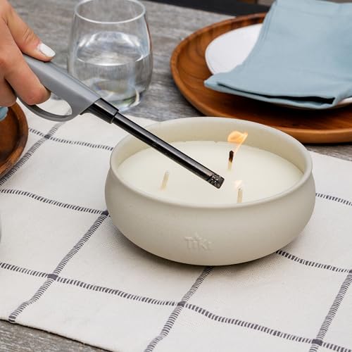TIKI Citronella Candle 2-Pack – 7-Inch White Wax Bowl with Concrete Finish – Outdoor Decorative Candles for Patio, Deck, G...
