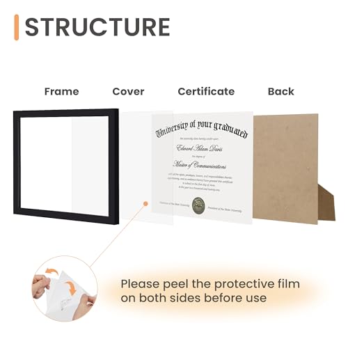upsimples Certificate Frame with Clear Plexiglass, 8.5 by 11 Picture Diploma Document Degree Frames for Wall and Tabletop,...