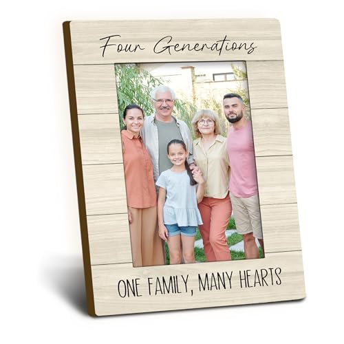 Foyoulame Four Generations 4x6 Picture Frame, Four Generations Wooden Picture Frame, Father's Mother's Day Gifts for Famil...