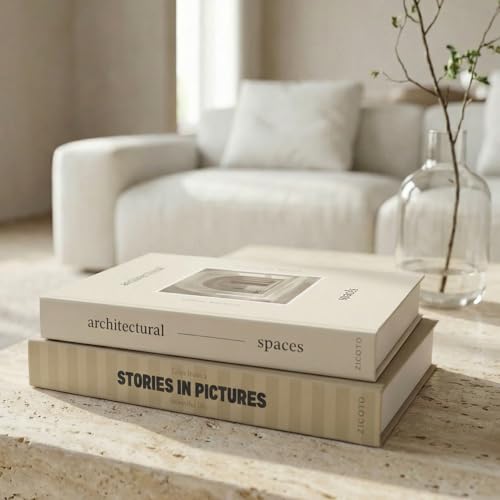 Beautiful Decorative Books - Set of 2 Boxes Enhance Your Coffee Table, Bookshelf or Mantel Decor - Aesthetic Fake/Faux Boo...