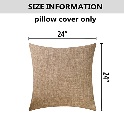 Home Brilliant Textured Burlap Linen European Pillowcase Pillow Sham Large Cushion Cover for Sofa, 24x24(60cm), Natural Linen