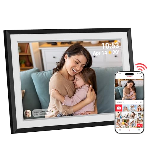 Frameo Digital Picture Frame – 10.1 Inch Smart Wi-Fi Photo Frame with Easy App Connection, Gift for Women, Mom, Grandma, W...