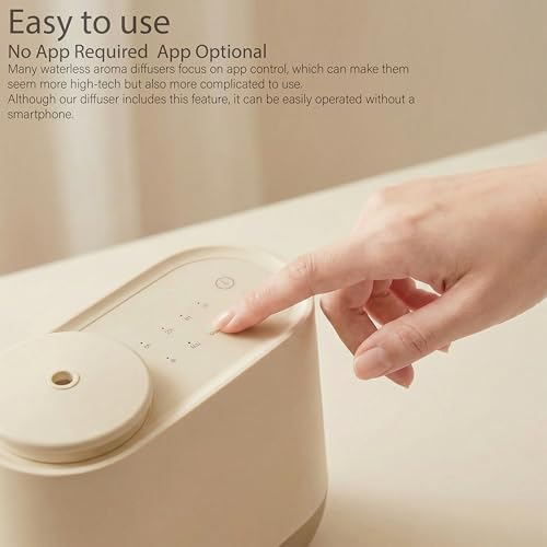 Low Noise Waterless Aroma Diffuser (200ml) – 39dB Ultra Quiet, No Water Needed, App Optional, Strong Scent for Large Room...