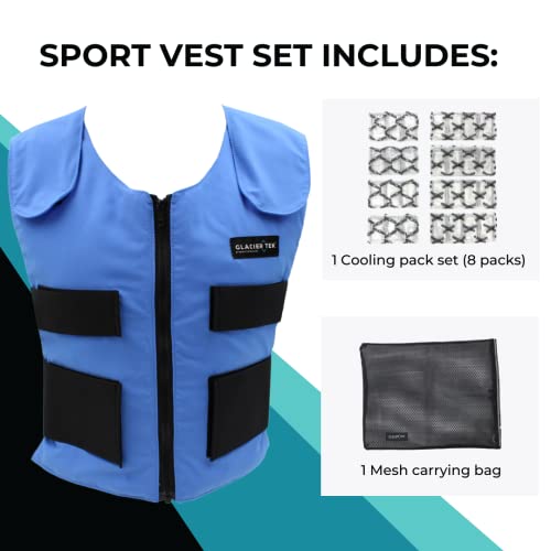 Glacier Tek Cool Vest Personal Cooling, 59 Degrees for 2.5 hours 8 Cool Packs, Recharge in 30 Minutes
