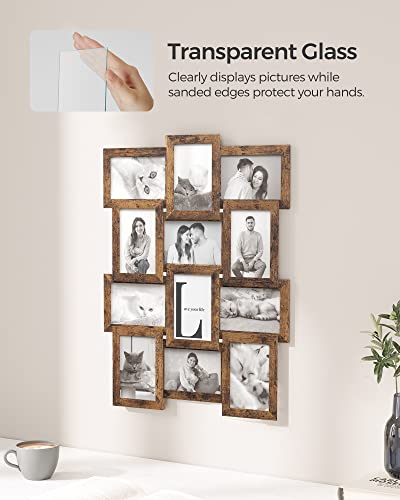 SONGMICS Collage Picture Frames, 4x6 for Wall Decor, Multi Family Photo for Gallery Decor, Hanging Display, Set of 12, Rus...