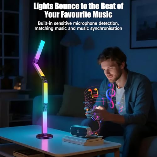 Led Desk Lamp with Atmosphere Lighting, Smart RGB LED Desk Lamp-Music Sync and 16 Million DIY Colors, Foldable Lamp with D...