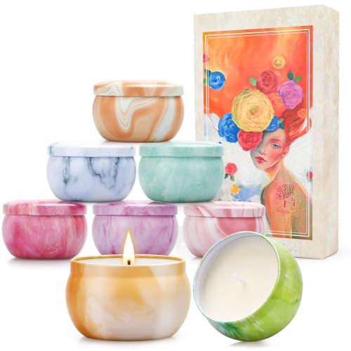 Aromatherapy Candle Gift Set for Women, 8 Pack Fruity Floral Soy Wax Candles, Artist-Designed Gift Box