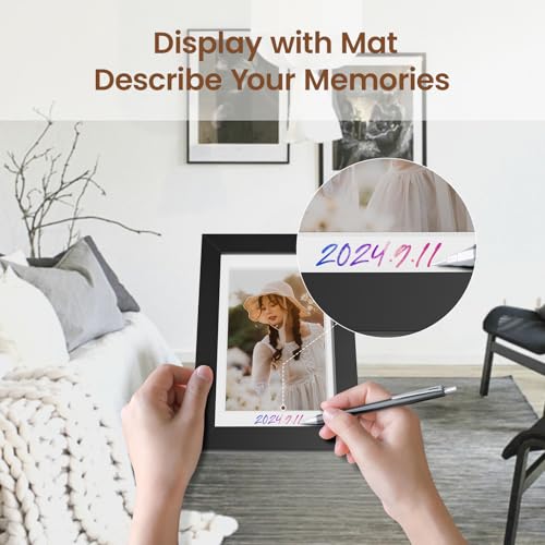 5x7 Picture Frame Set of 5,Display 4x6 Pictures with Mat or 5x7 without Mat, Black 4x6 Photo Frames Tabletop or Wall Mount...