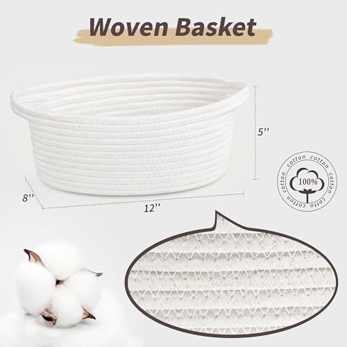 Pro Goleem Small Woven Easter Basket with Gift Bags and Ribbons Durable Burr Baskets for Gifts Empty Small Rope Basket for...