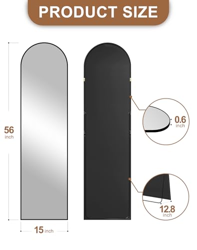 Delma Arched Mirror Full Length,Standing Mirror Full Body,Large Floor with Stand for Wall Entryway Door Bedroom Bathroom L...