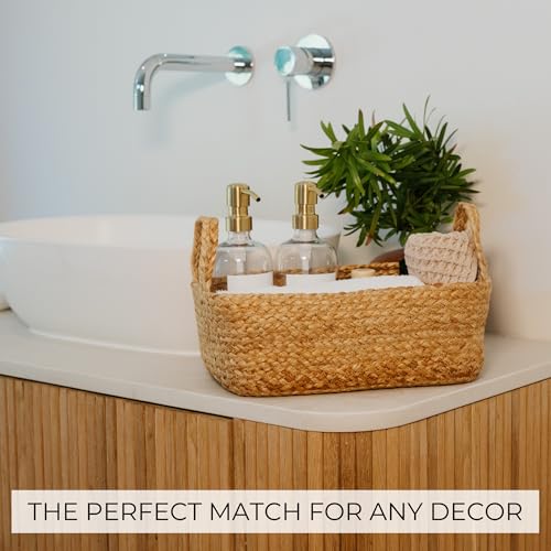 Beautiful Storage Basket Set of 4 - Natural Jute Rope Baskets for Shelves Are Perfect for Organizing Your Home - Quality S...