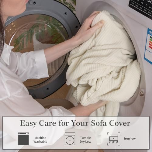 OHSIO Sectional Couch Covers, Wear Resistant Stretch Sofa Covers Washable Soft Couch Cushion Covers Anti Slip Furniture Pr...