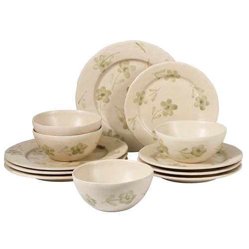 Bloomhouse - 2 Time Oprah's Favorite Things - Made in Portugal Hand Painted Dinnerware Set - Porto Petals 12 Piece (Servic...
