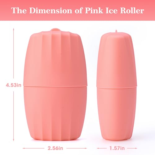2 PACK Reusable Cube Silicone Mold Ice Roller For Face Cold Therapy Facial Massage Roller (Pink + Blue)