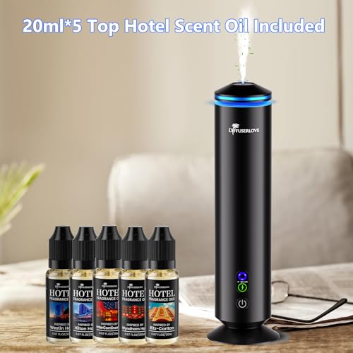 Diffuserlove Full Metal Body Waterless Scent Diffuser with 5 Hotel Scent Oils Hotel Diffuser Waterless Aromatherapy Essent...