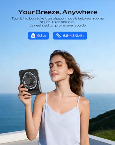 Otlonpe Personal Portable Desk Fan, 4000mAh Small Rechargeable Portable Fan Battery Operated & USB Powered for Travel Slee...