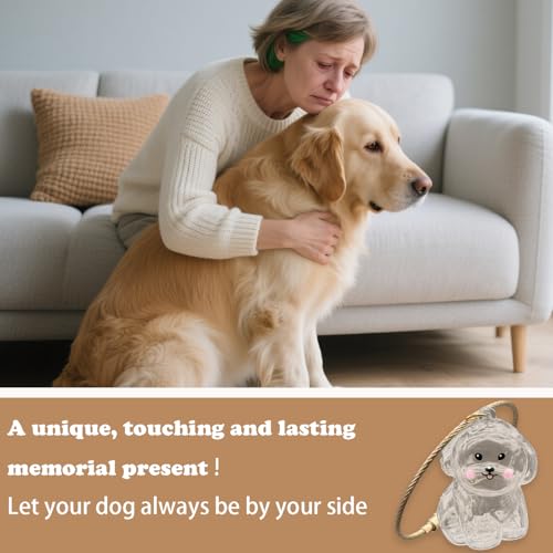 Azhieni Dog Fur Memorial Keychain, Happy Dog Hair Memorial Keepsake Capsule, Pet Fur Keepsake Collection Keychain, Persona...