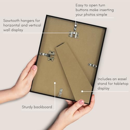 Americanflat 8.5x11 Picture Frame with Shatter-Resistant Glass - Set of 2 - Streamline Collection - Thin Border Photo Fram...