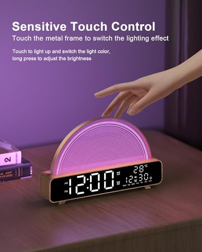 HAODINGMAI Sunrise Alarm Clock Wake Up Light with Sunrise Simulation White Noise Machine Touch Control Bedside Lamps Color...