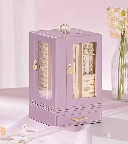 Enthralite Jewelry Box large for Dresser: Women Necklace Ring Storage Organizer with Compartments - Elegant Earring Holder...