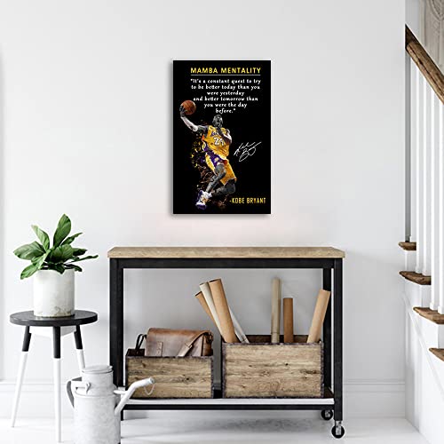 Kobe Bryant Inspirational Poster Canvas Wall Art • Mamba Mentality Quote Canvas Wall Art • Basketball Player Sports Home D...