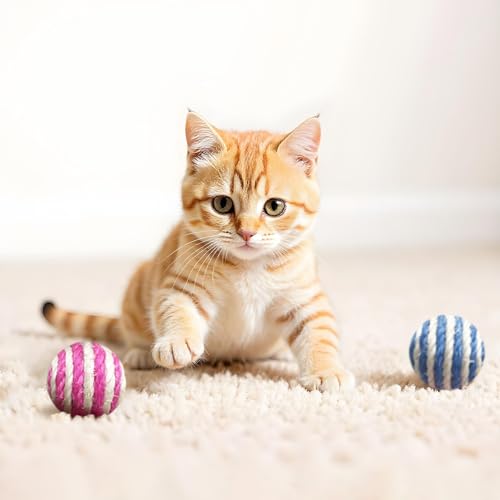 YULOYI Cat Toys for Indoor Cats, Cat Toys Balls, 20 Packs Interactive Cat Toy Set with Colorful Bell, Jingle Bell, Rainbo...