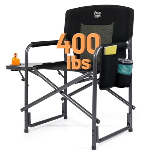 TIMBER RIDGE Aluminum Oversized Camping Chair, Lightweight Portable Directors Chair with Side Table Detachable Side Pocket...