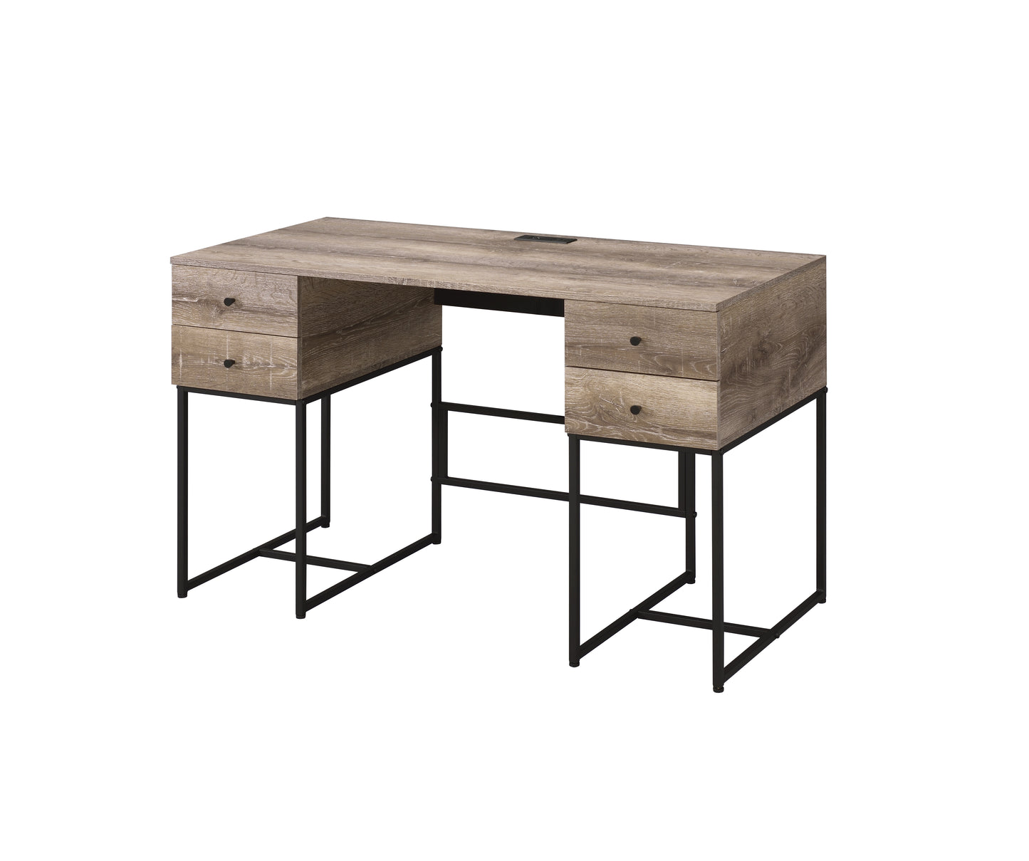 Desirre Rustic Oak & Black Finish Wirting Desk W  USB Port
